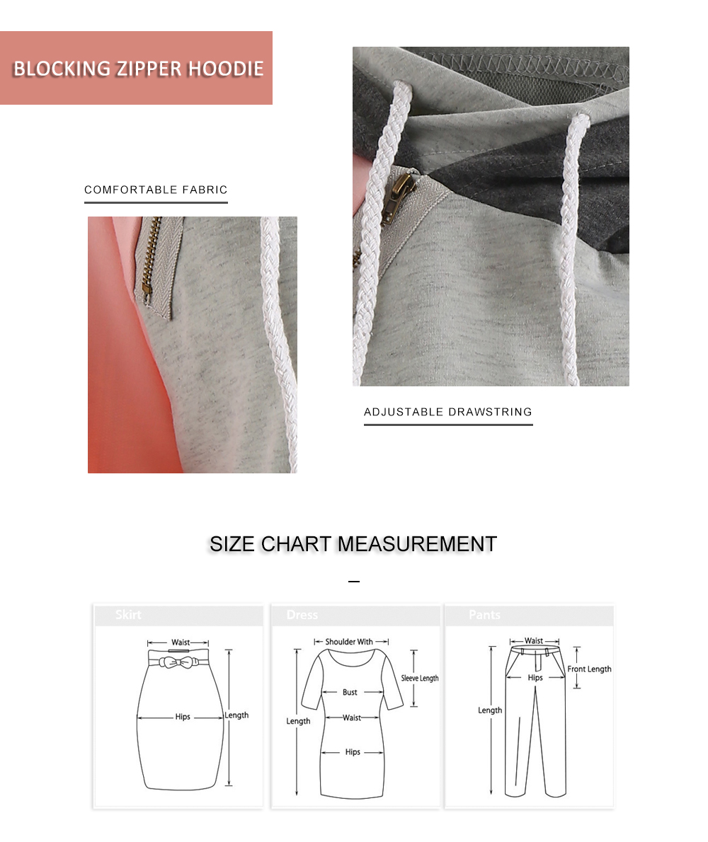 Raglan Sleeve Color Block Zipper Hoodie