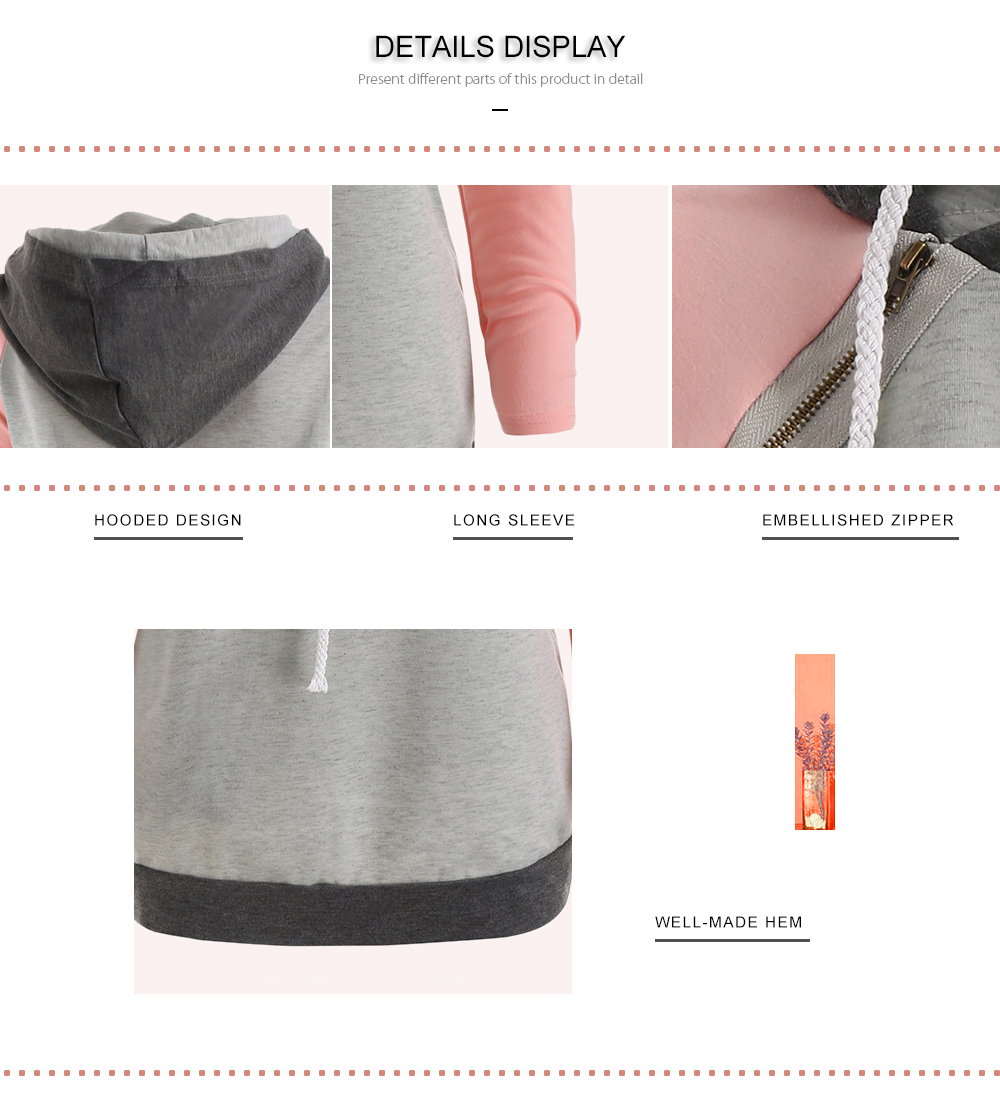 Raglan Sleeve Color Block Zipper Hoodie