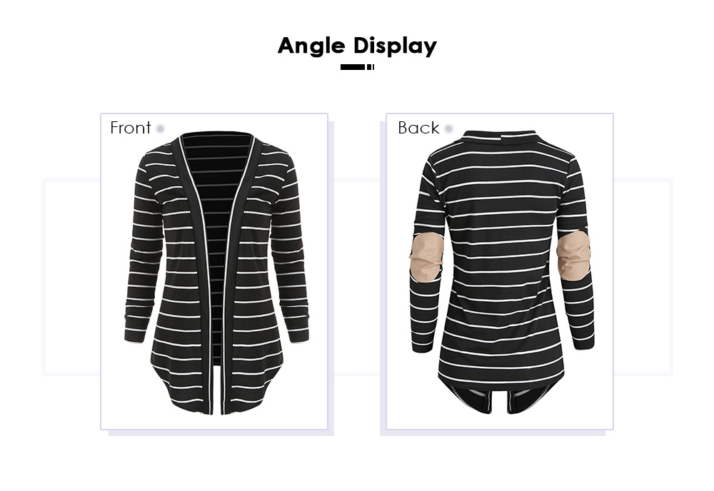 Open Front Panel Striped Cardigan