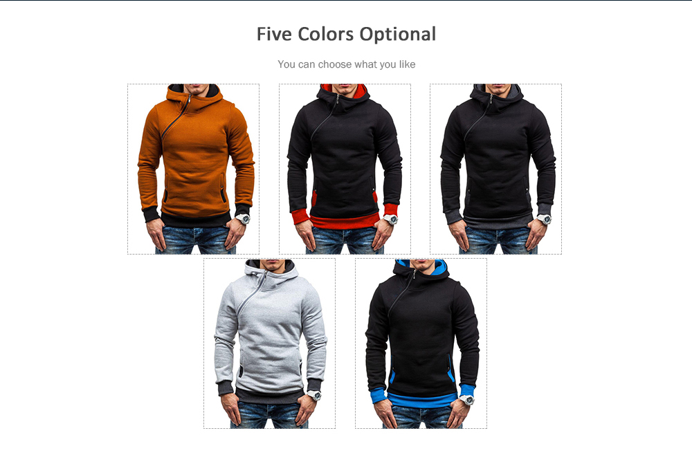 Men's Autumn and Winter Hooded Sweater Pullover Zipper Sweater Multicolor