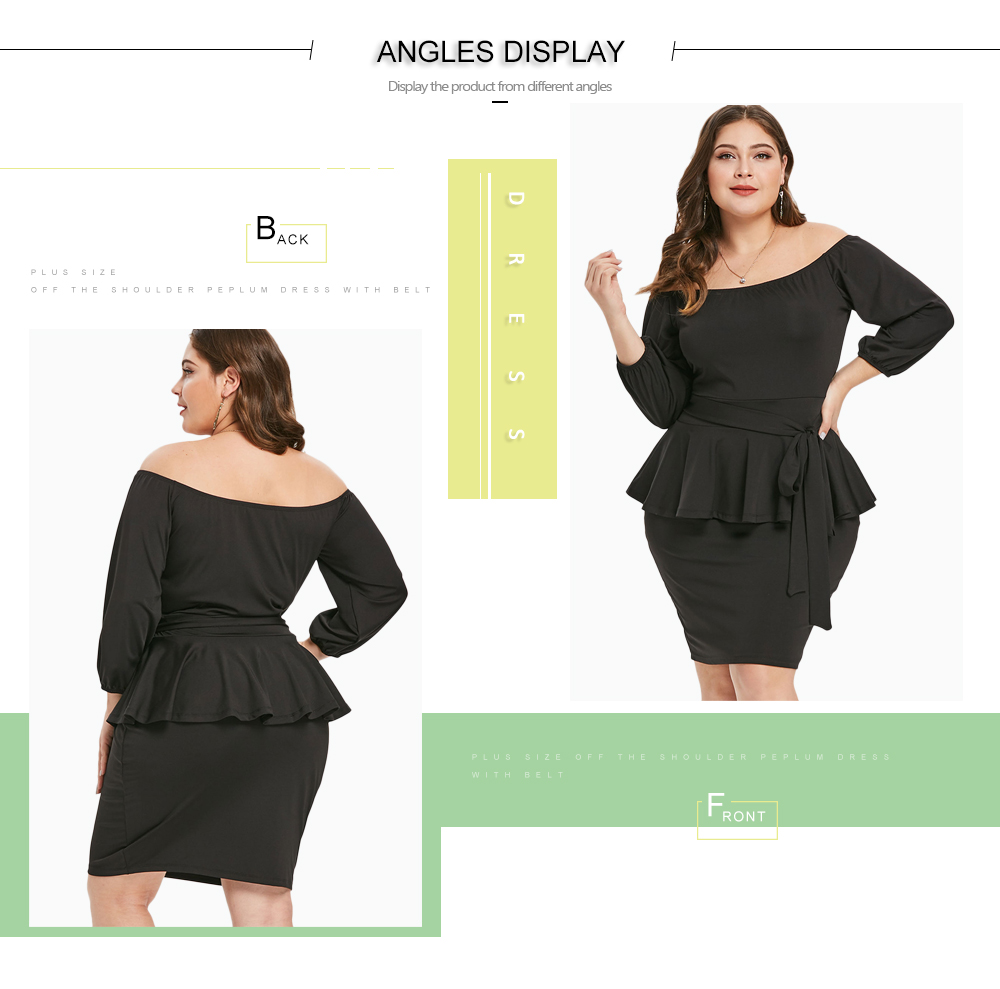 Plus Size Off The Shoulder Peplum Dress