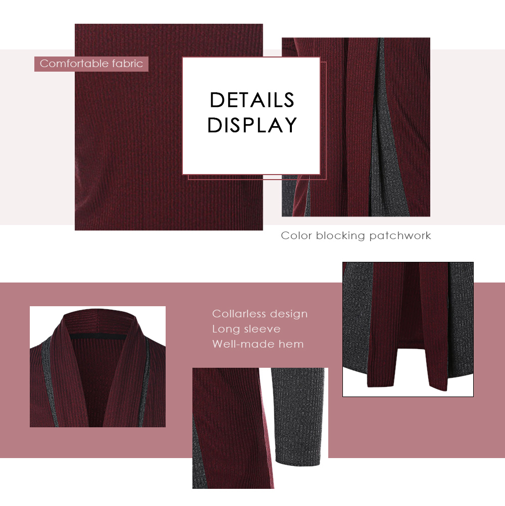Color Block Long Sleeve Coat
