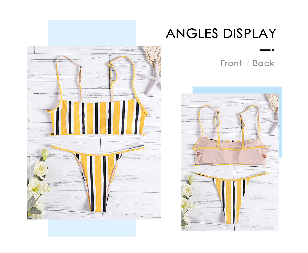 Sexy Spaghetti Strap Backless Padded Wire Free Women Bikini Set