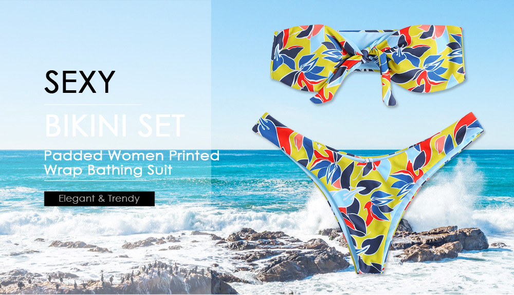 Bikini Set Sexy Padded Swimsuit Women Printed Wrap Bandage Bathing Suit