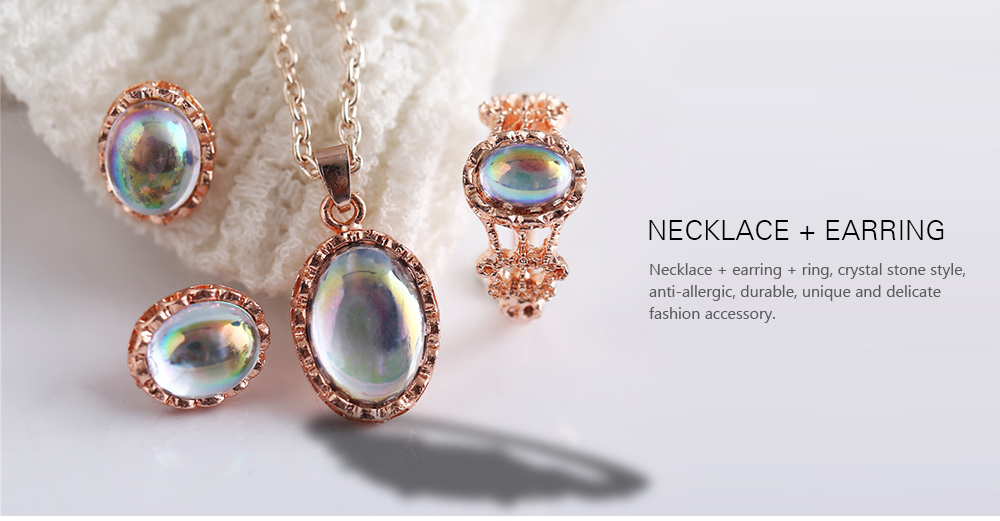 Pendant Necklaces Earrings Rings Crystal Stone Jewelry Sets For Women
