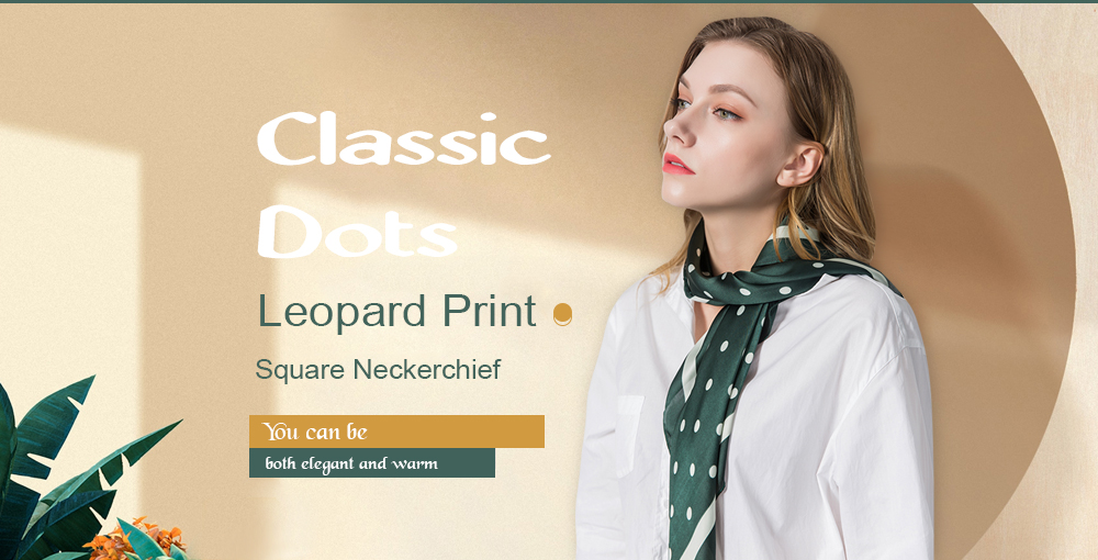 Classic Dots Leopard Print Square Neckerchief Women Scarf