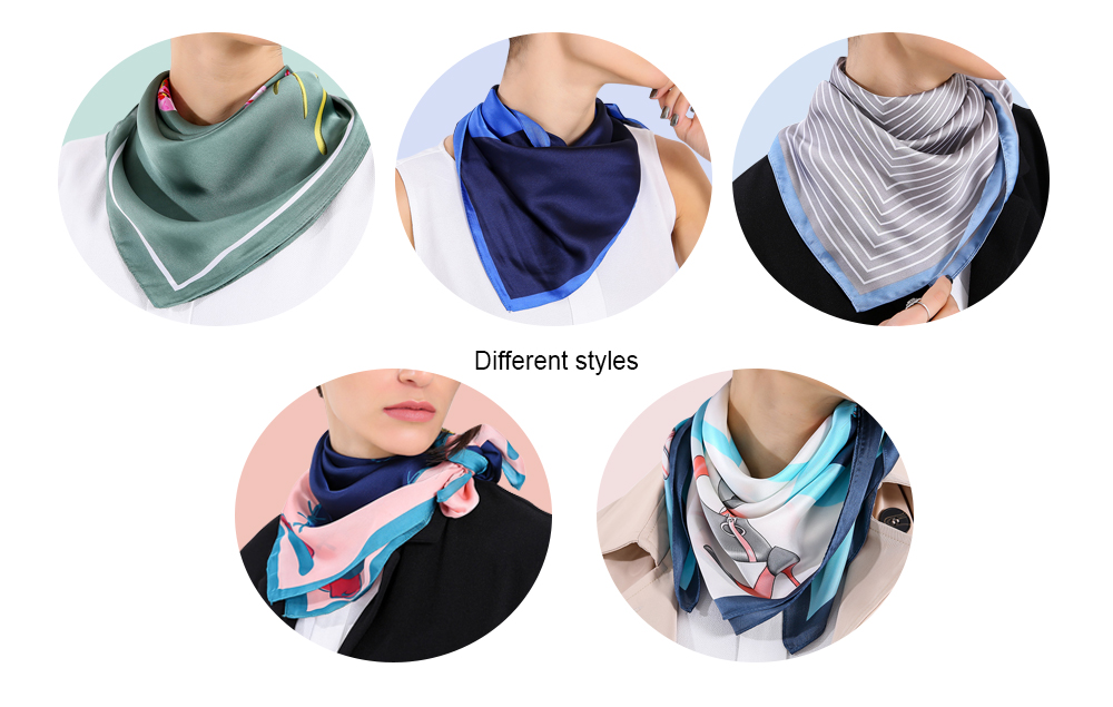 Stylish Print Color Blocking Decoration Women Neckerchief Silk Square Scarf