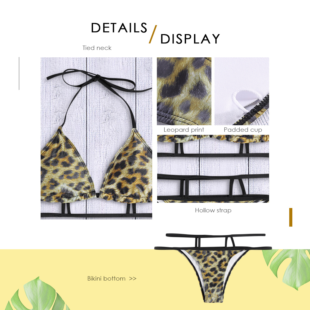 Leopard Swimwear Padded Strap Sexy Women Bikini Set