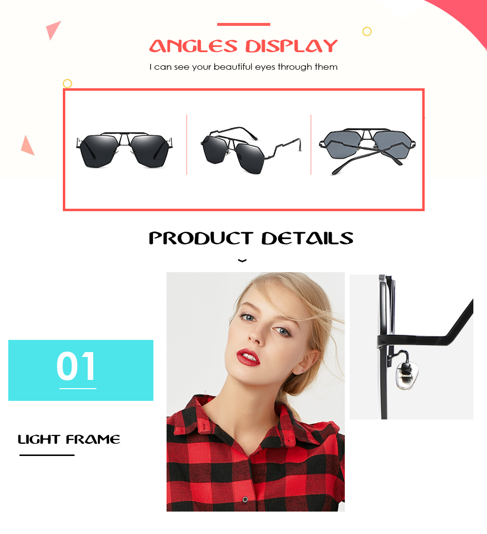 Geometric Metal Frame Sunglasses Unisex