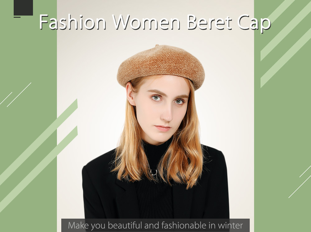Fashion Women Chenille Plain Beret Cap Winter Warm Hat