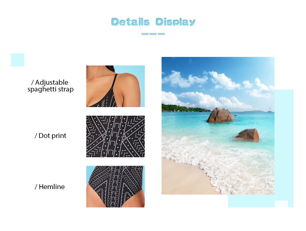 Spaghetti Strap Backless Padded Dot Print Women Swimsuit