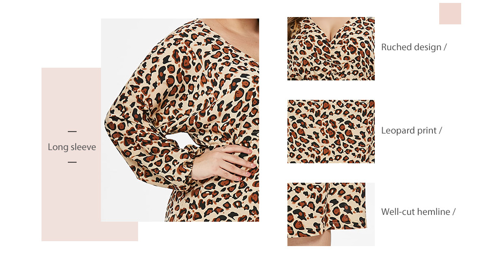 Plus Size Ruched Leopard Print Dress