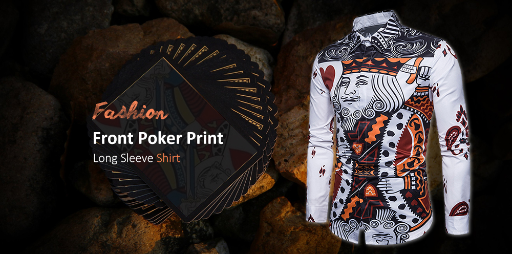 Front Poker Print Long Sleeve Shirt