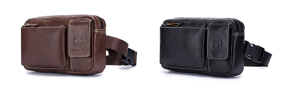 Men Genuine Leather Vintage Waist Bag Business Crossbody for 6 Inch Phones