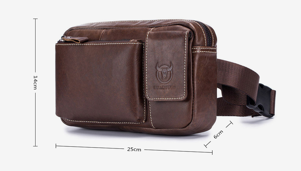 Men Genuine Leather Vintage Waist Bag Business Crossbody for 6 Inch Phones