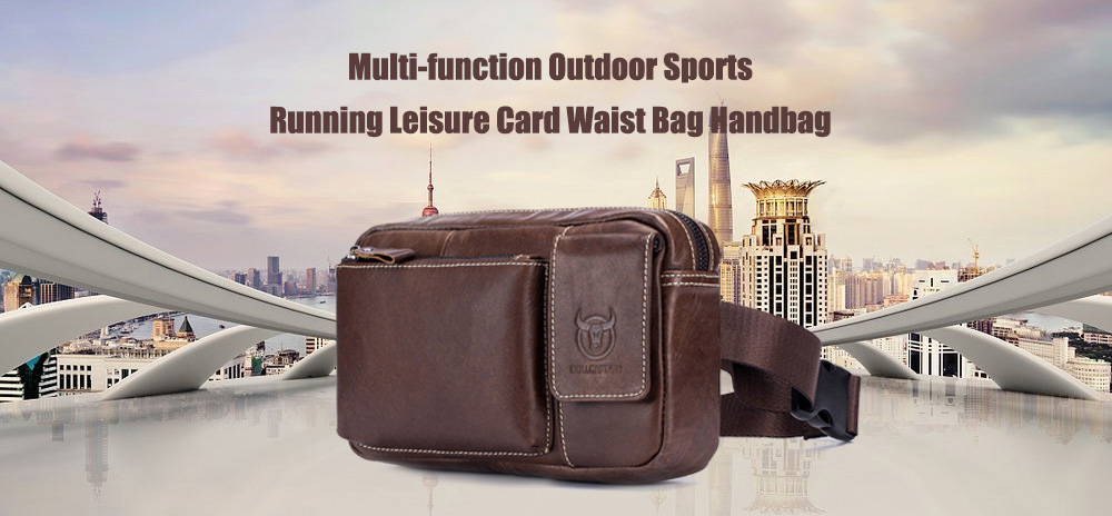 Men Genuine Leather Vintage Waist Bag Business Crossbody for 6 Inch Phones