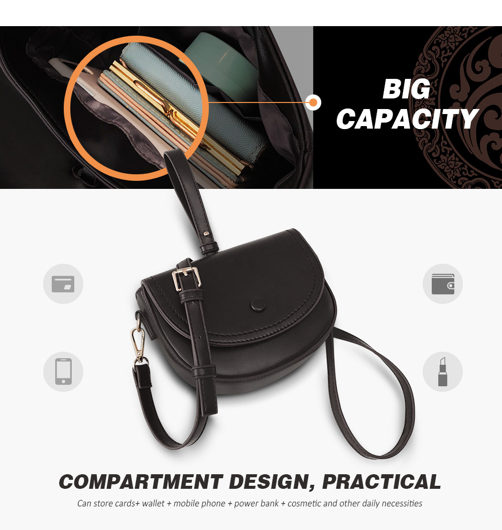 Solid Color PU Leather Special Handle Cover Closure Shoulder Bag for Women