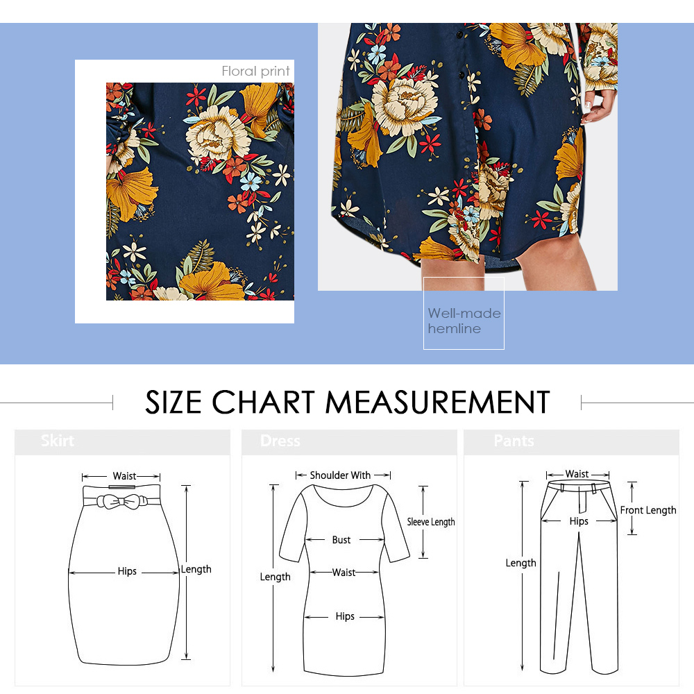 Floral Print Plus Size Button Up Shirt Dress