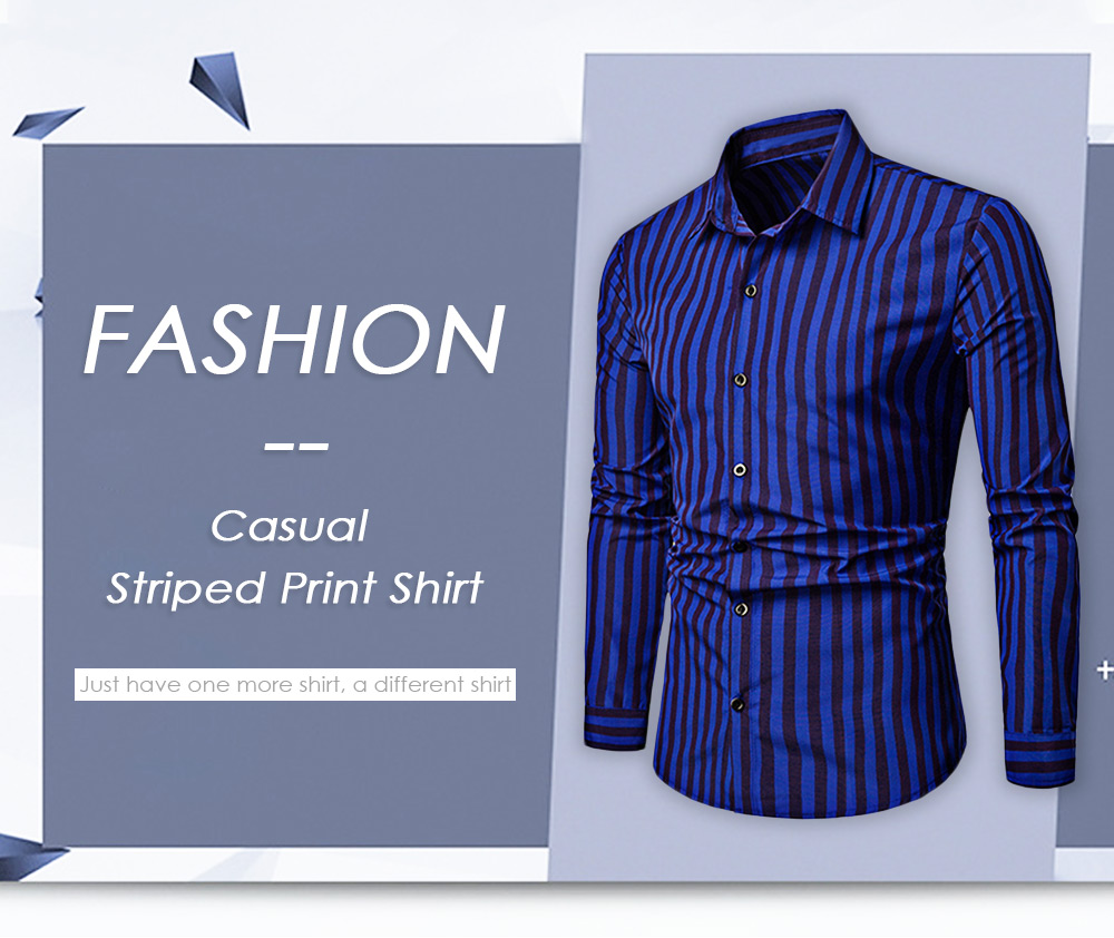 Casual Contrast Striped Print Long Sleeve Shirt