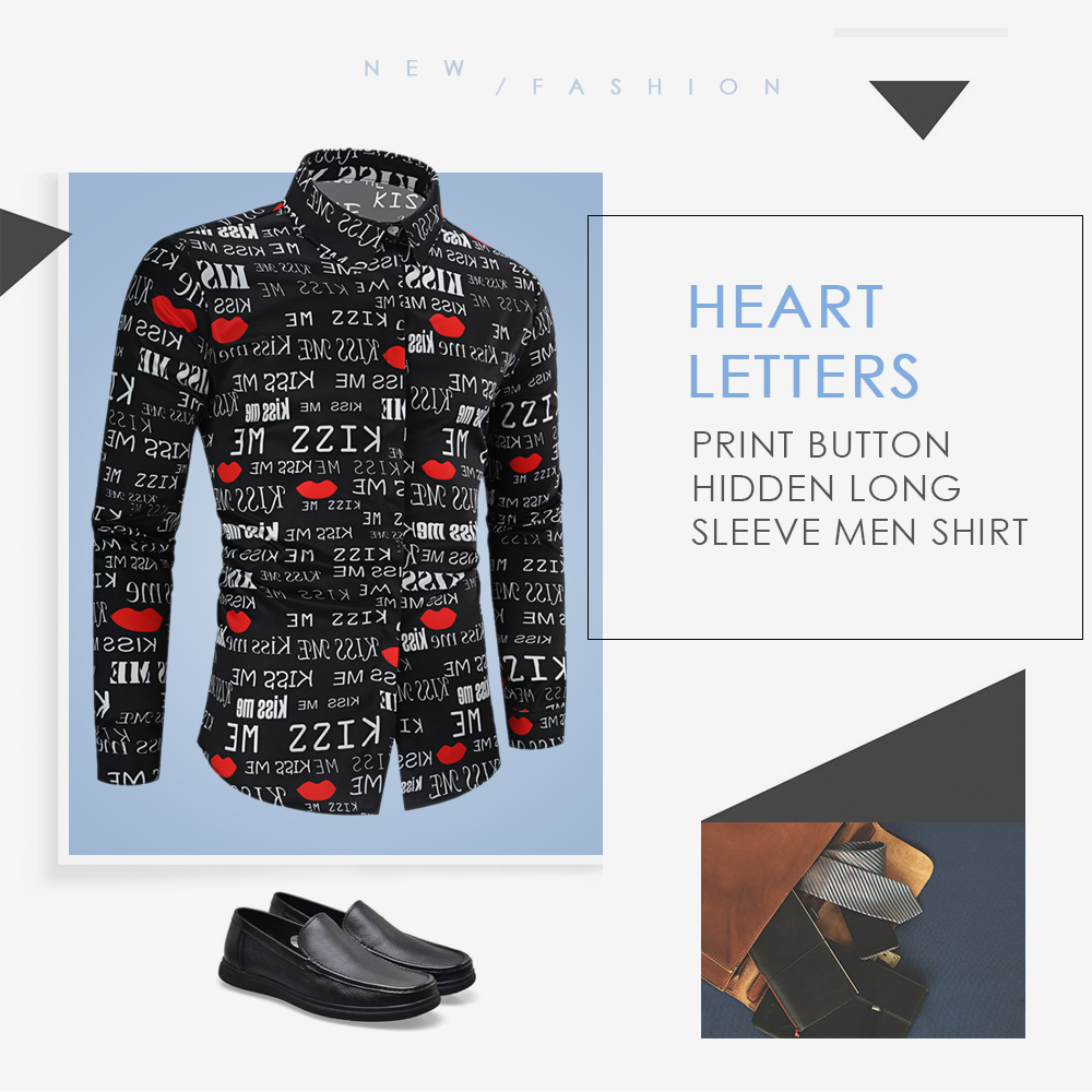 Heart Letters Print Valentine's Day Casual Shirt
