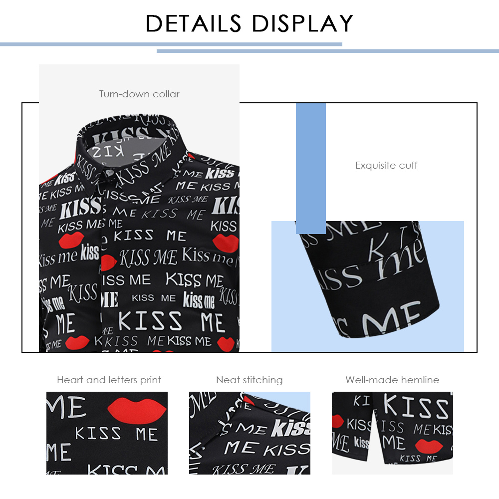 Heart Letters Print Valentine's Day Casual Shirt