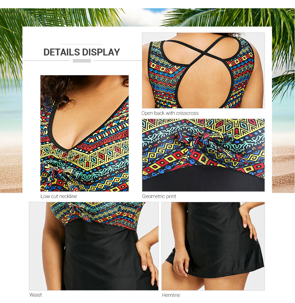 Plus Size Ethnic Cut Out Tankini Set