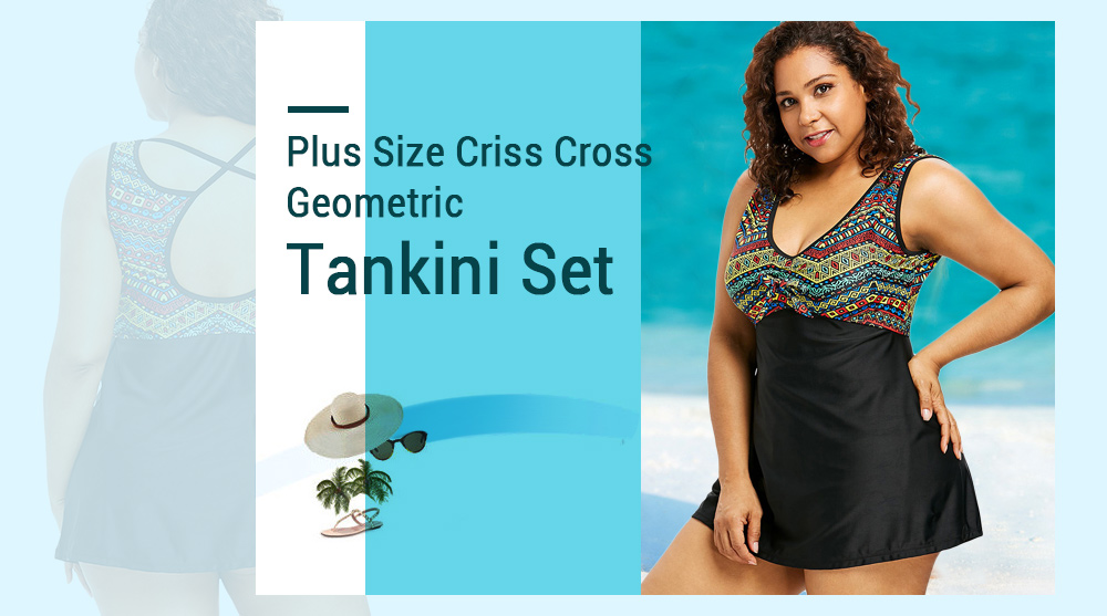 Plus Size Ethnic Cut Out Tankini Set