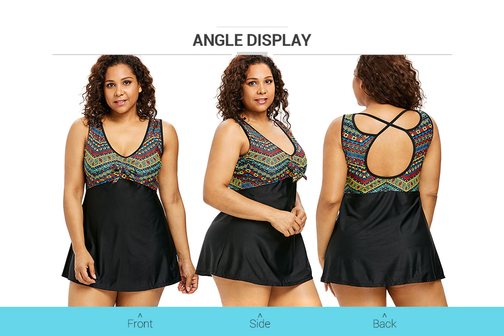 Plus Size Ethnic Cut Out Tankini Set