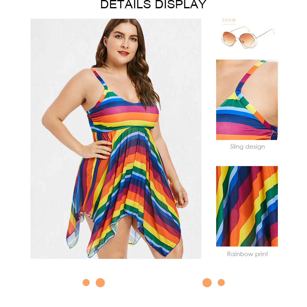 Plus Size Rainbow Cami Tankini Set