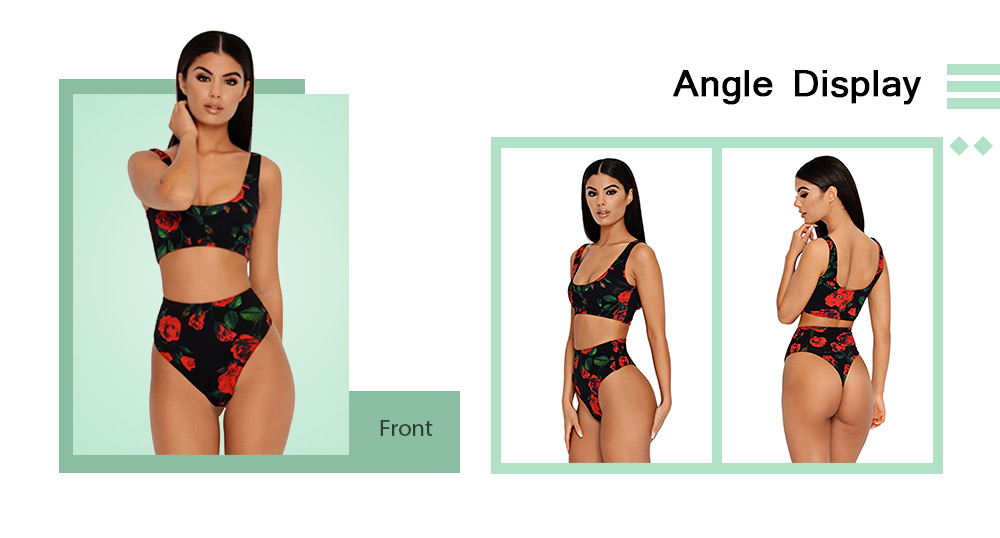 Printed High Waist Split Swimsuit