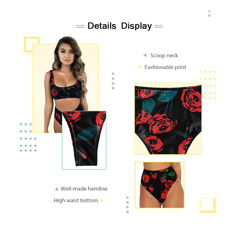 Printed High Waist Split Swimsuit