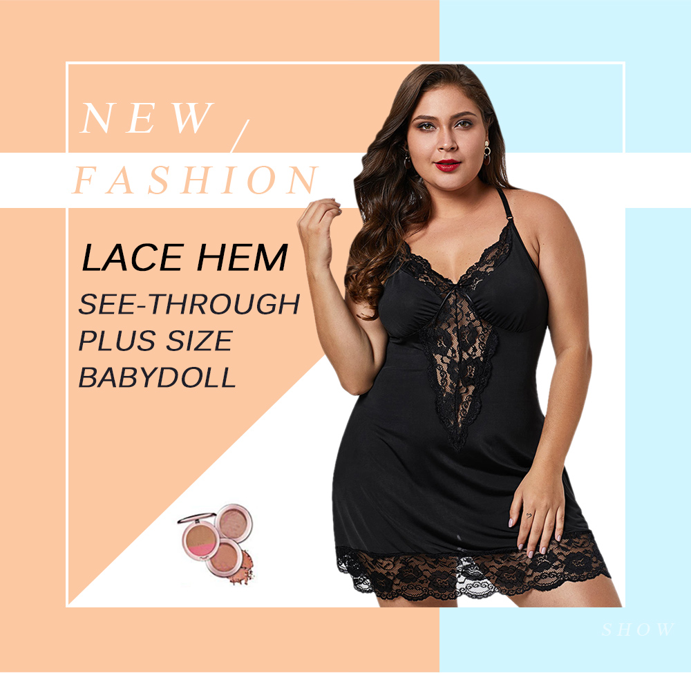 Plus Size Lace Panel Tunic Babydoll