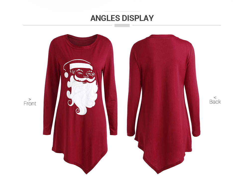 Plus Size Long Sleeve Graphic Christmas T-shirt