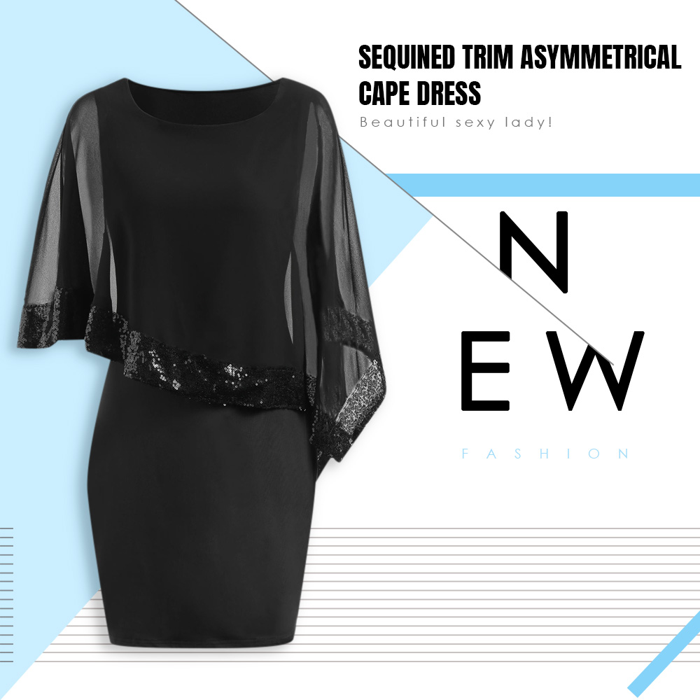 Asymmetrical Cape Mini Dress