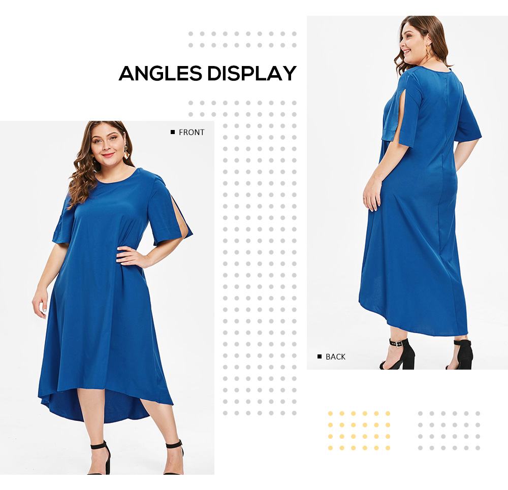 Round Neck Plus Size High Low Dress