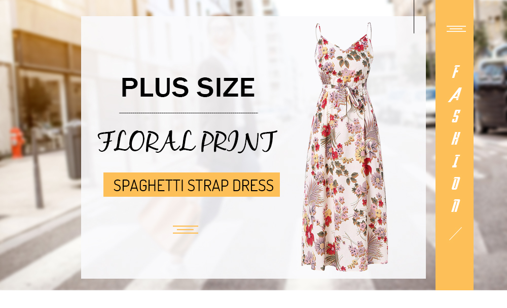 Plus Size Floral Print Slip Dress