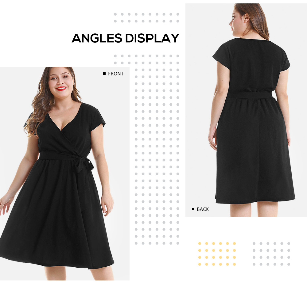 Plus Size Cap Sleeve Knee Length Dress