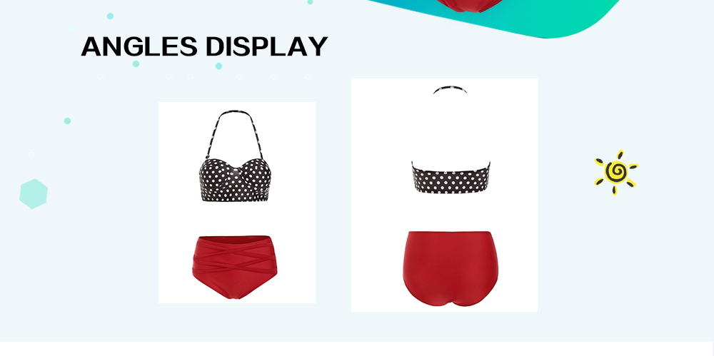 Polka Dot High Waist Halter Bikini Set