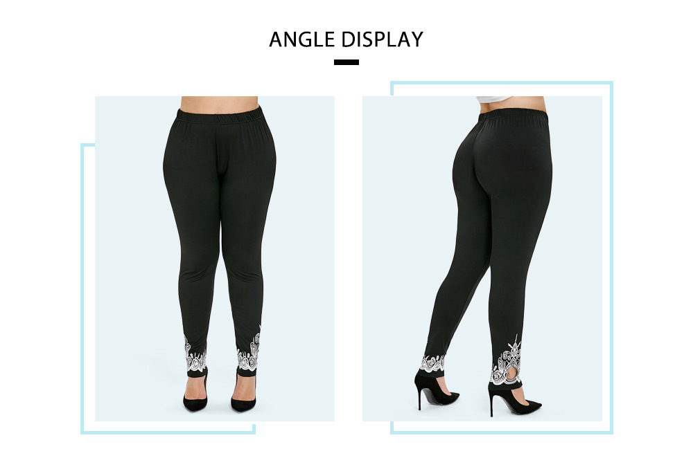 Plus Size Cut Out Printed Leggings