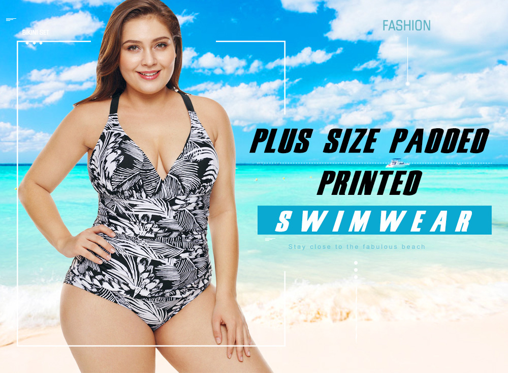 Padded Plus Size Printed Swimwear