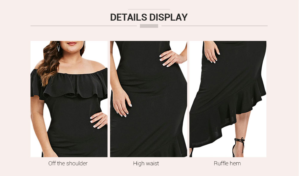 Off The Shoulder Plus Size Ruffle Hem Maxi Dress