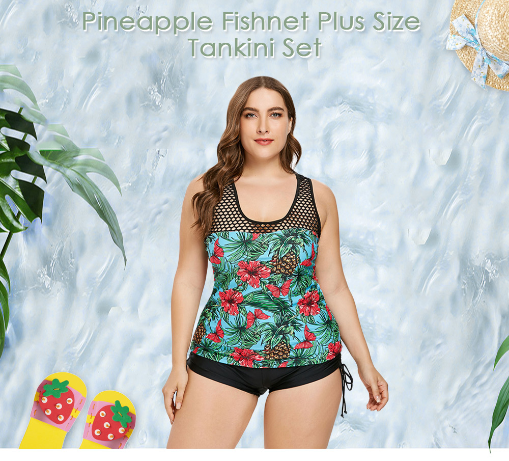 Tropical Pineapple Plus Size Tankini Set