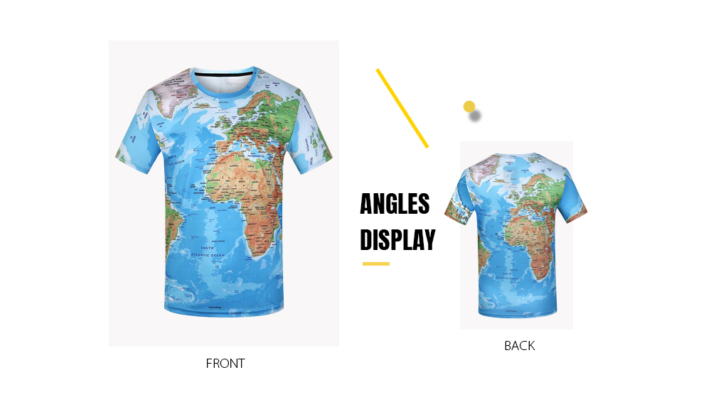 3D Map Printed Short Sleeves T-shirt