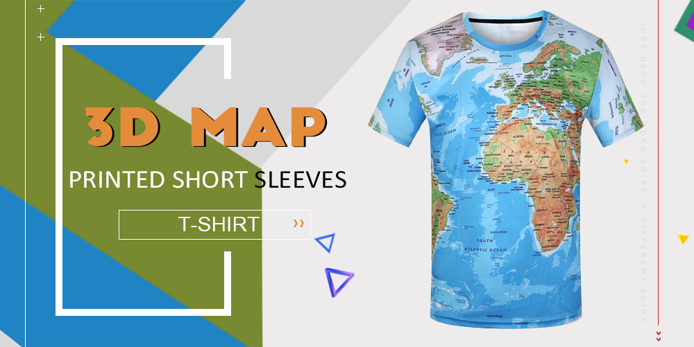3D Map Printed Short Sleeves T-shirt