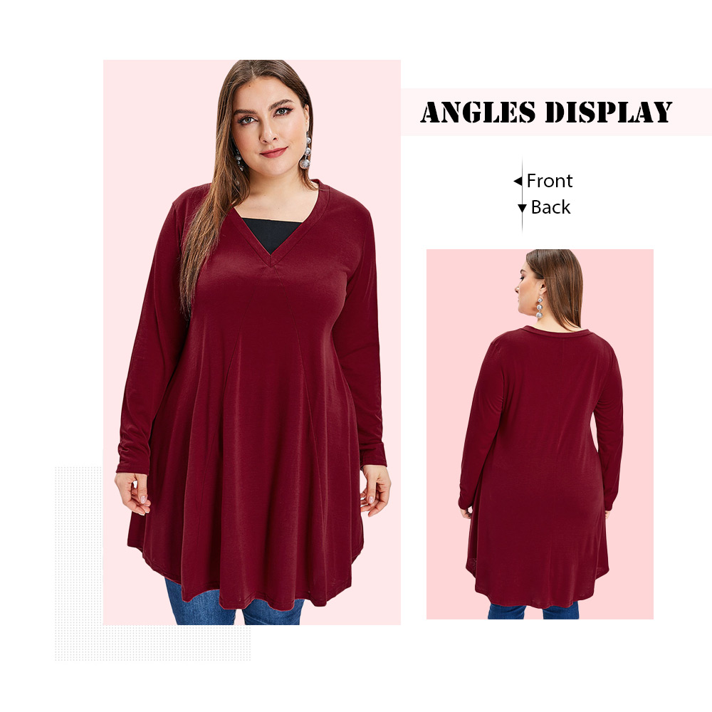 Long Sleeve Panel Plus Size Tee