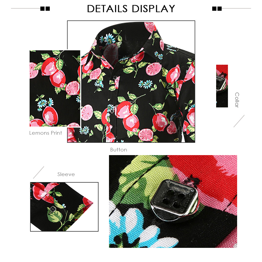 Lemons Print Long Sleeves Casual Shirt