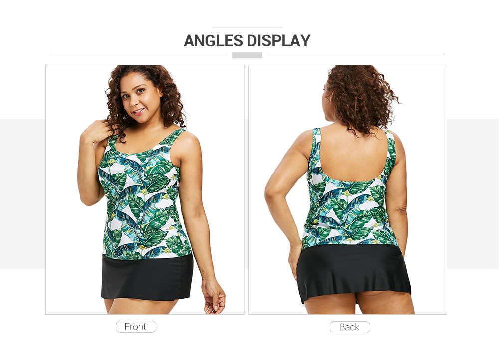 Tropical Leaf Plus Size Tankini Set