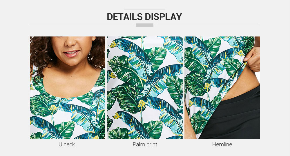 Tropical Leaf Plus Size Tankini Set