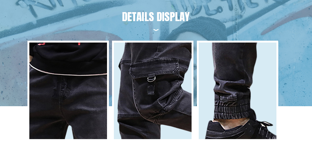 Denim Cargo Pockets Joggers Jeans