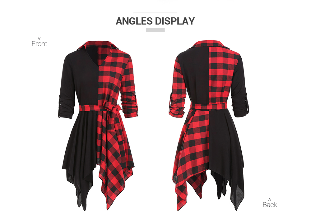 Plaid Asymmetric Handkerchief Dress